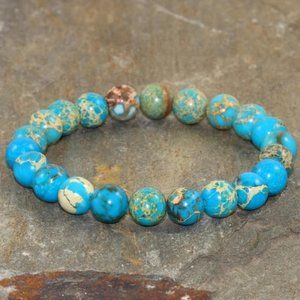 Turquoise 8mm Beaded Healing Bracelet